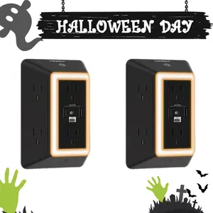 [9-IN-1]No More Overcrowded Outlets! Wall Plug Upgrade:  USB-A&C+ 5 AC + Optional Night Light + Surge Protection