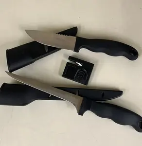 Atisen Duo Fishing Knife Set, 7" Fillet Knife, 5" Fishing Knife, Anti-Slip Rubber Handles, Clip-On Sheaths, Sharpener