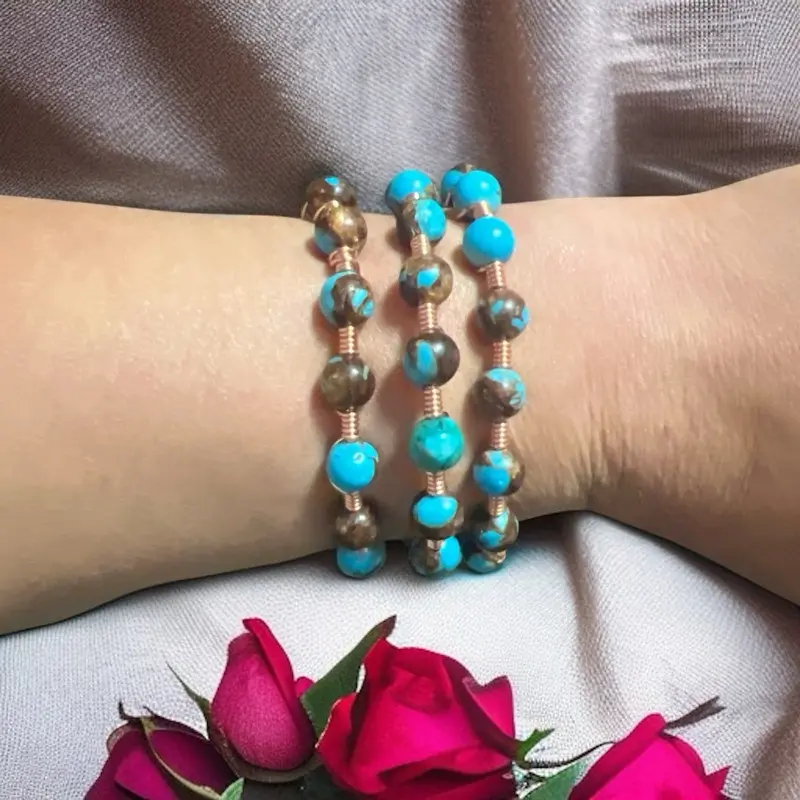 Blue and Bronze Copper Bangle