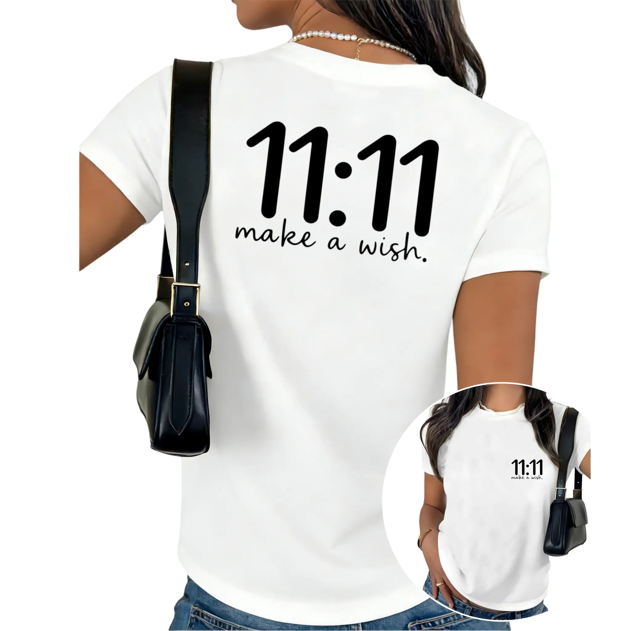 Short-Sleeve T-Shirt With Front And Back Print - Double Eleven, Shopping Festival Fashion Print - Women'S Spring/Summer Trendy Print T-Shirt, Fashion Item