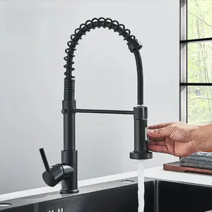 Matte Black Kitchen Faucet Deck Mounted Mixer Tap 360 Degree Rotation Stream Sprayer Nozzle Kitchen Sink Hot Cold Taps Bathroom water softener showerhead