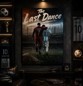 Messi & Ronaldo "The Last Dance" Premium Canvas Poster, 2 GOATs Themed Football Wall Decor for Home Supplies