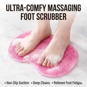 Say Goodbye to Bending Over!  Viral Shower Foot Scrubber Mat with Non-Slip Suction Cups (Pink/Blue)
