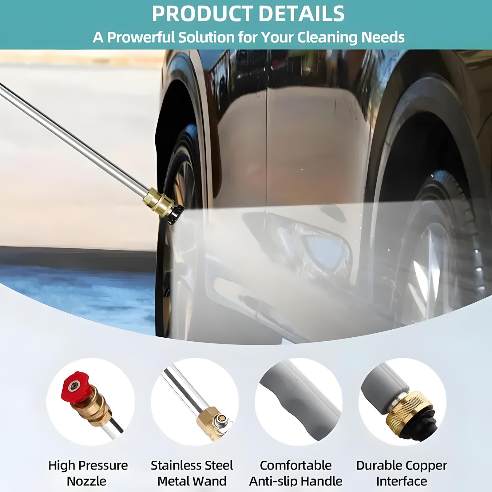 High Pressure Hydro Jet Nozzle for Garden Hose, Equipped with 2 Spray Heads and Quick Connectors, Multi-Purpose Cleaning Tool for Cars, Patios and Outdoor Spaces, Suitable for Bathroom Supplies, Bathroom Accessories and Handheld Shower Use