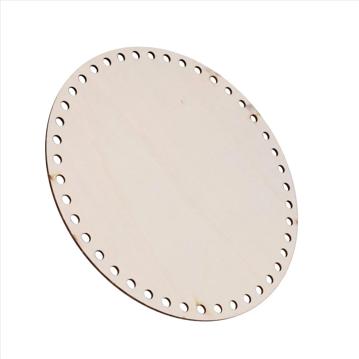 20cm Unfinished Wood Circle Shape Car Exterior Decoration Base, Pre-Drilled Holes Natural Wooden Basket Bottom for DIY Crafting Shaper