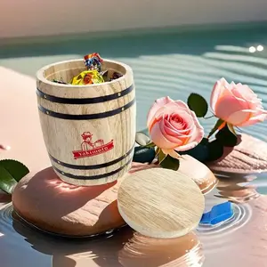 Yakimoto Retro Wine Barrel Shaped Storage Jar for Candy Cookies Flour Food Container Kitchen Decoration US Local Warehouse RTS
