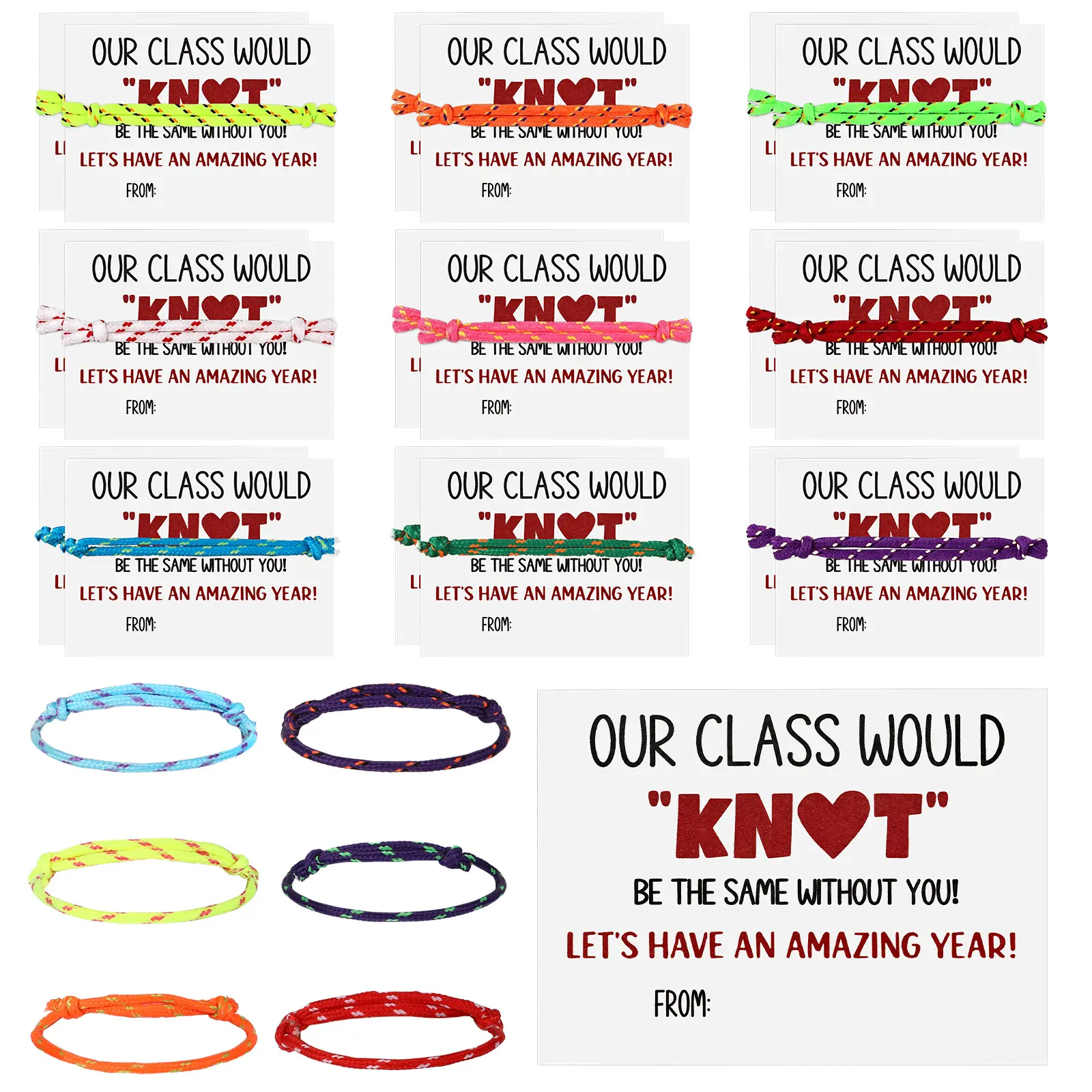 24/48 Sets Back to School Gifts Bracelets for Students, Welcome Party Favors Friendship Bracelets Bulk First Day of School Party Goodie Bags Fillers with Cards for Kids Kindergarten Elementary Primary School Supplies, Classroom Rewards,2026-2027 Keepsakes