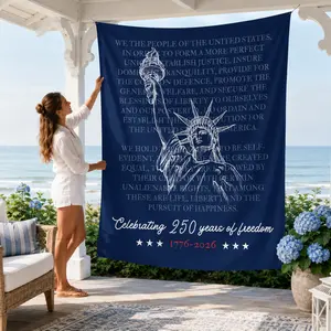 We the People America 250th Anniversary Synthetic Rectangular Tapestry - Patriotic Wall Decor, 1776-2026 Independence Day/Memorial Day Wall Hanging, Statue of Liberty USA Celebration Backdrop