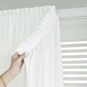 1pc Adhesive curtain no punching installation balcony white self-adhesive gauze bedroom bay window semi-blackout pasted curtain
