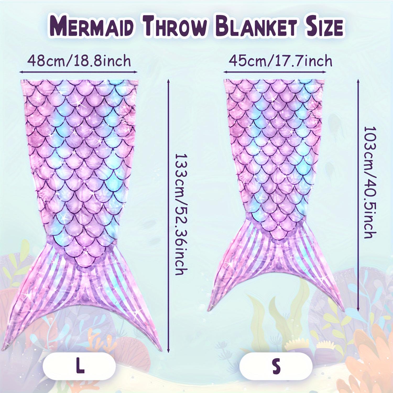 [Cozy Mermaid] Soft Cozy Glitter Mermaid Youngsters' Blanket | Polyester Throw for Sofa, Bed & Travel - Ideal Gift for Girls