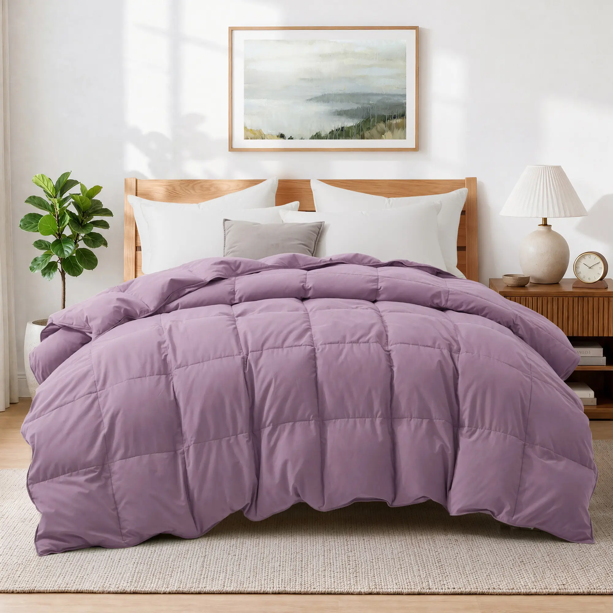 PEACE NEST All Season Fluffy Bed Duvet Insert Goose Feather Fiber Filled Warm & Lightweight Bedding Quilt Cozy Bedding for Home