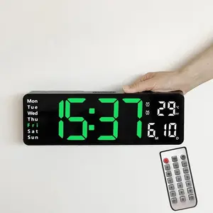 6629 USB Direct Plug 13 Inch Large Screen Multifunctional LED Living Room Wall Clock with Remote Control Decor Plastic