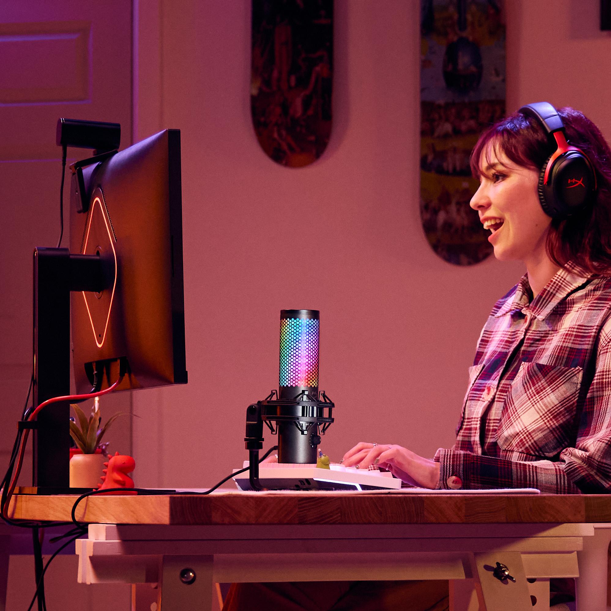 HyperX QuadCast 2 S USB Microphone with RGB Lighting, Tap-to-Mute Sensor, and Multifunction Knob for Enhanced Gaming Experience HyperX QuadCast 2 S USB Microphone with RGB Lighting, Tap-to-Mute Sensor, and Multifunction Knob for Enhanced Gaming Experience