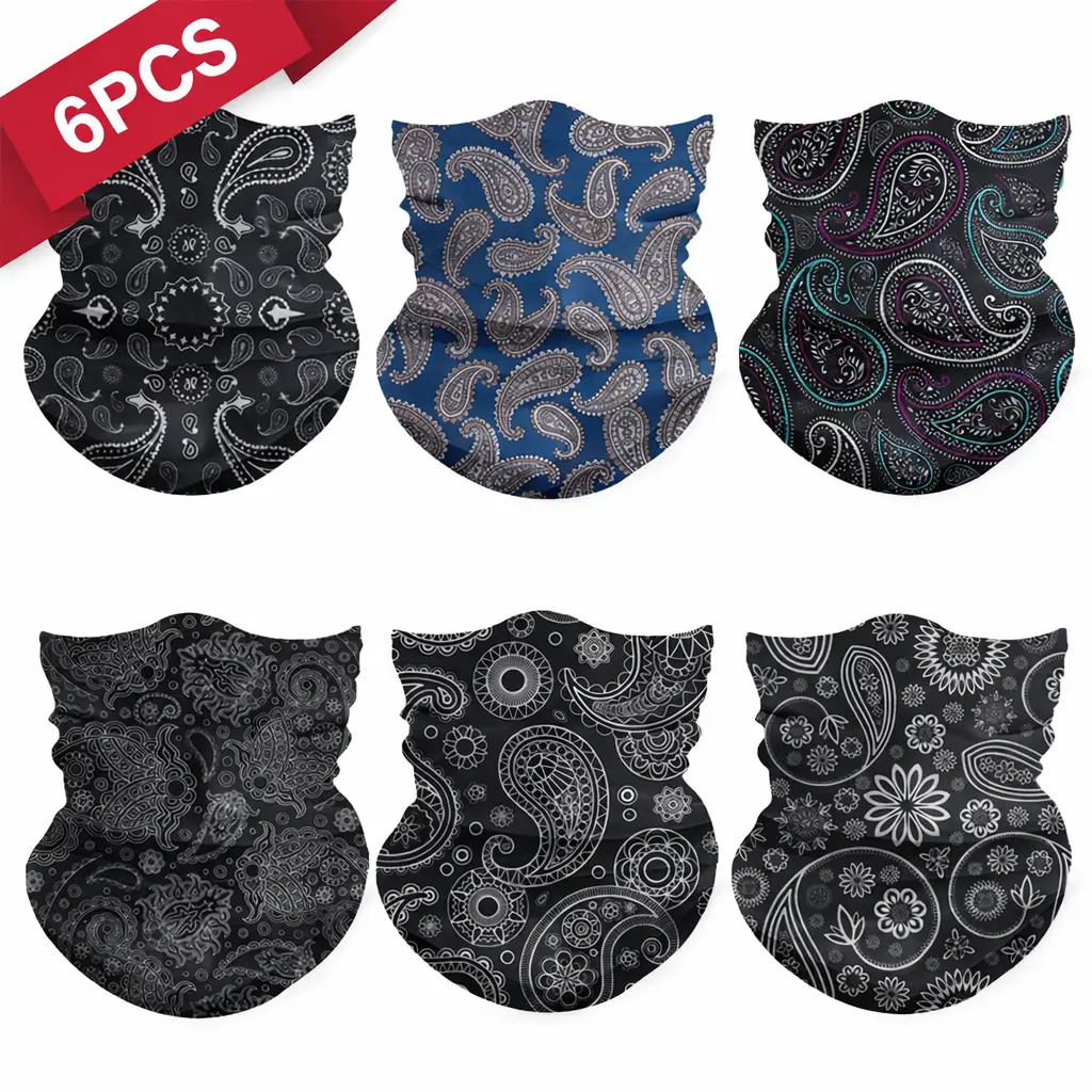 Unisex 6-Pack Ice Silk Cooling Neck Gaiters - Breathable, Quick-Dry, Sun-Proof Face Covers & Masks for Cycling-Fishing Fit, Ready for Climbs and Rides, Cool All-Day Wear