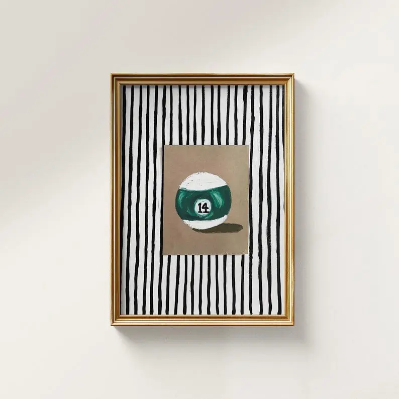14-Ball Sport Focus Trend Wall Decor Pictures, 9x12 in Physical Pool Ball Artistic Paper Art Print, Multi-Size Option (24x36, 30x30), Indoor Home Decor Poster (Tube-Shipped)
