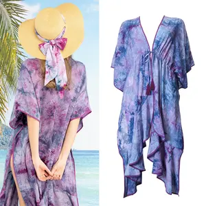 C.C Tie-Dye Print Flounce Beach Coverup for Women