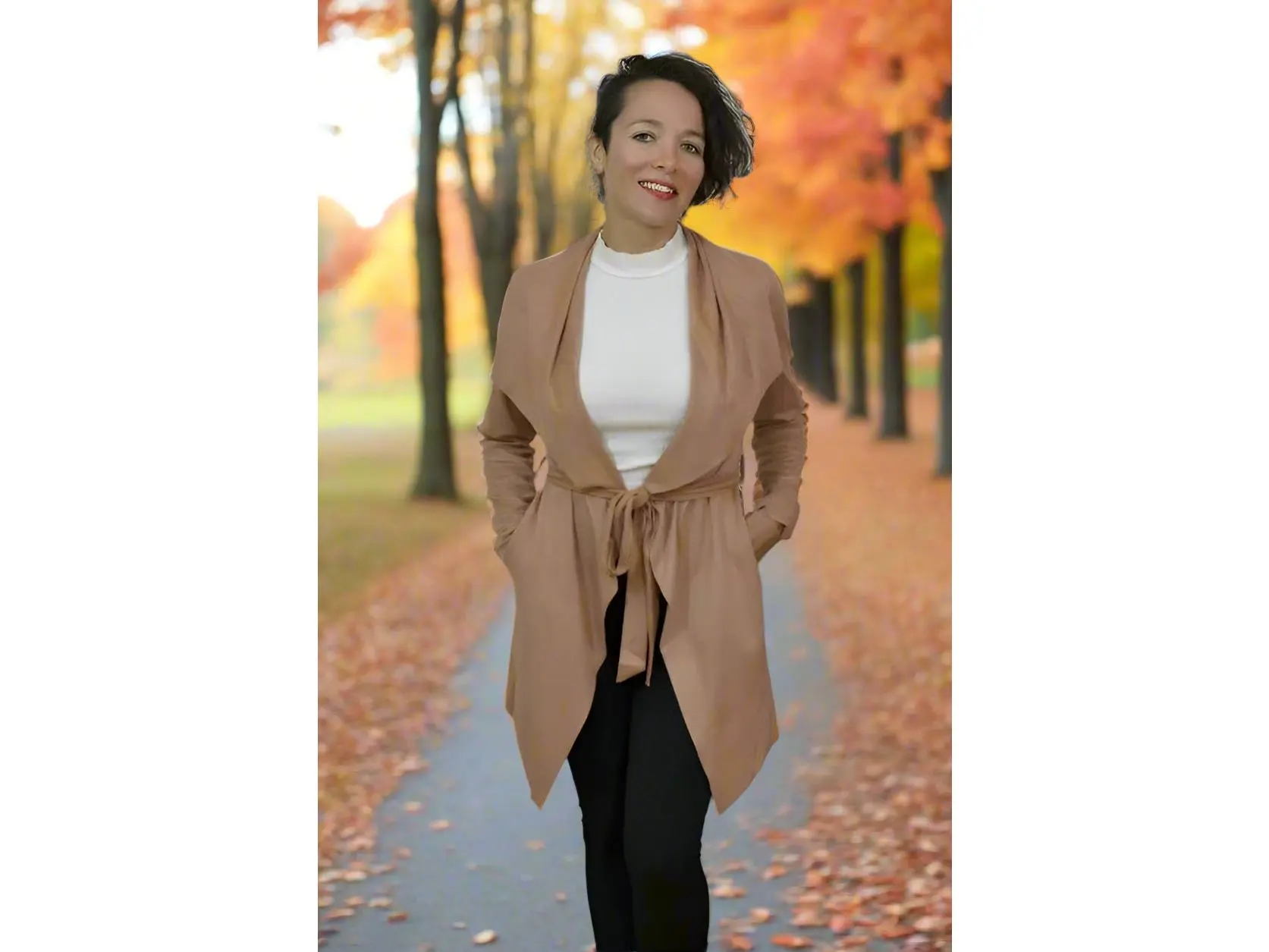 Hyfve Belted Suede Wrap Jacket - Camel