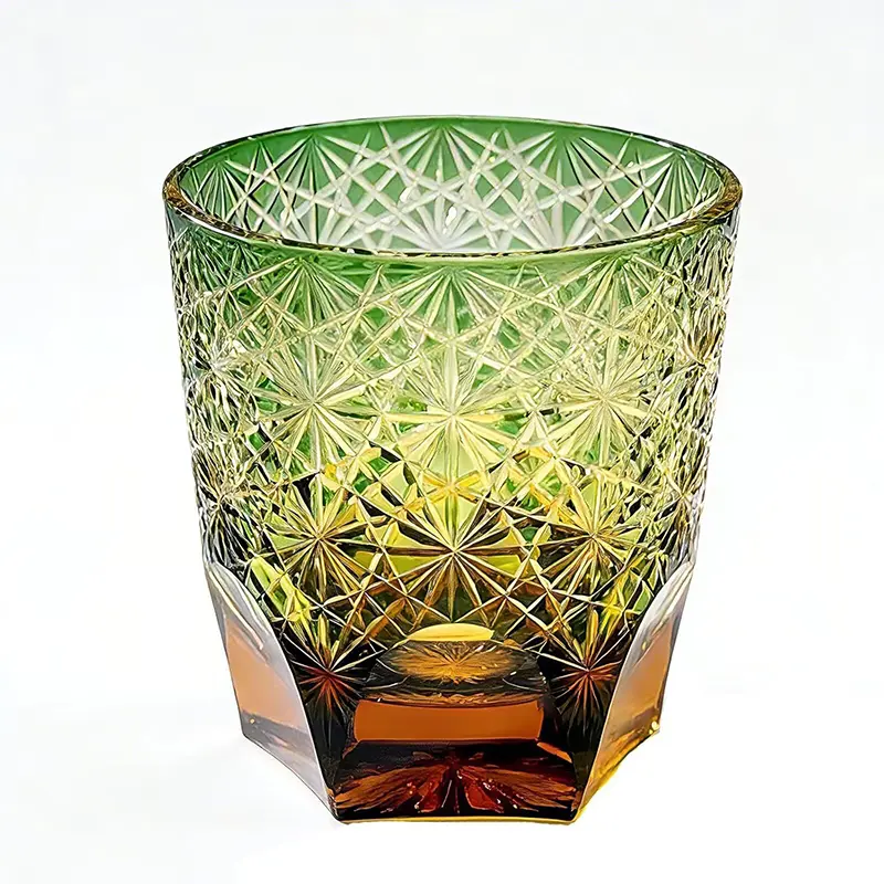 Stylish Hand-Cut Crystal Whiskey Rock Glass - Starburst & Wave Pattern Old Fashioned Tumbler, Premium Cocktail Glass, Luxury Gift for Men, Home Bar Kitchenware Essential