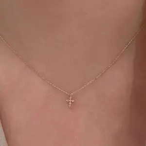 trendy fashion Women's Cross Necklace, 18K Gold Plated/Silver Plated Small Cubic Zirconia Cross Pendant Necklace, Women's Minimalist Layered Cross Necklace neck daily