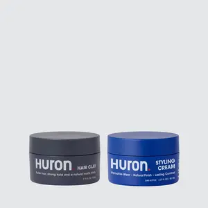 HURON Hair Styling Combo | Hair Styler Cream + Hair Clay | Light Hold, Matte Finish & Volume | Amino Acids, Shea Butter, Argan Oil | 2.7 oz Styler + 2.77 oz Clay