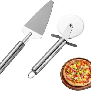 Pizza Cutter and Server Set, Stainless Steel Pizza Cutter with Sharp Blade, Pizza Peel Included, All-In-One Slicing, Lifting, Serving Kit