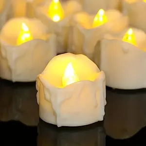 6/12/24Pcs LED mini decorative candles, Christmas decorations, smoke-free wishing tea light candles, suitable for holiday family party decoration, candlelight dinner atmosphere decoration, birthday parties, proposal parties, Flameless LED candles