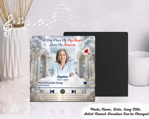 Memorial Upload Photo Heaven Gate Sky, Custom Spotify Song, Personalized Music Fridge Magnet That Can Play Songs, Mother's Day Gift For Mom Grandma