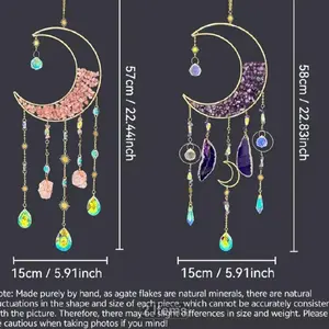 Sunnydaze Suncatchers MHMM Purple Daze Moonlight Hanging Decor 57cm/22.44in & 58cm/22.83in Easy Install Decorative Ornaments for Living Room Bedroom