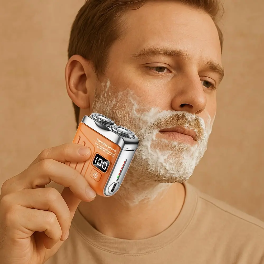 Mini Electric Explosive Shaver, Peeynner Electric Shaver, Letoseo Portable Rotary Dual Ring Electric Shavers, 2026 New Upgrade Pocket Razor, Waterproof,Magnetic Blade, with LED Power Display (Black)