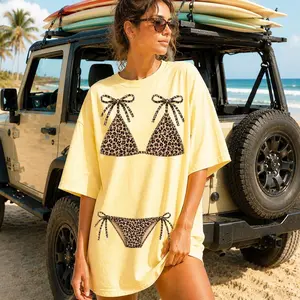Comfort Colors Leopard Bikini Shirt, Faux Patchwork Bikini Shirt, Trendy Summer Beach Tee, Summer bikini Shirt, Leopard Bikini girl Shirt, summer bikini Shirt