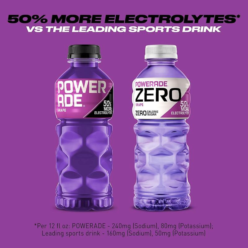 Electrolyte Enhanced Zero Sugar Grape Sports Drink, 20 Ounce (Pack of 8)