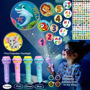 Kids Projector Flashlight, 3 Slides 24 Patterns, Interactive Designs, Educational Bedtime Toy, Portable, Opp Bag Packaged