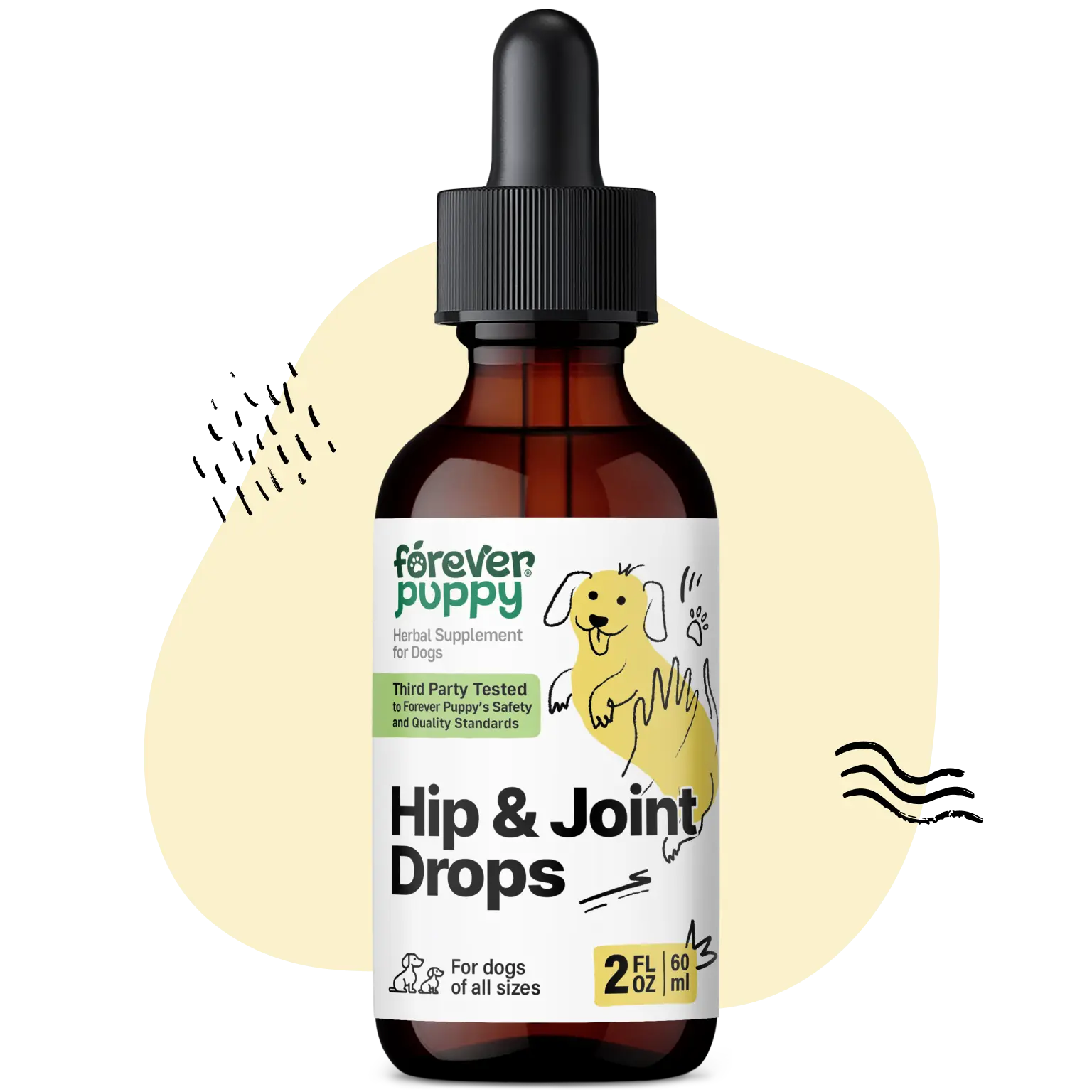 Hip and Joint Drops for Dogs - Joint Mobility Support Tincture for Dogs w/Turmeric Root, Devil's Claw & Sarsaparilla - Liquid Food Supplements for All Breeds & Sizes - 2 oz