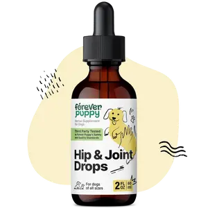 Hip and Joint Drops for Dogs - Joint Mobility Support Tincture for Dogs w/Turmeric Root, Devil's Claw & Sarsaparilla - Liquid Food Supplements for All Breeds & Sizes - 2 oz