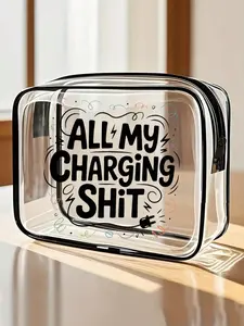 New Arrival All My Chargers Travel Organizer - Transparent Toiletry Bag, Toiletries Travel Bag, Travel Essentials, Portable Travel Cosmetic Bag with Zipper, Waterproof Storage Bag, Cable and USB Storage Bag, Travel Organization Pouch