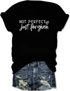 Not Perfect Just Forgiven Christian T-Shirt – Faith Graphic Tee with Heart Print for Women, Church & Casual Wear, Easter Gift