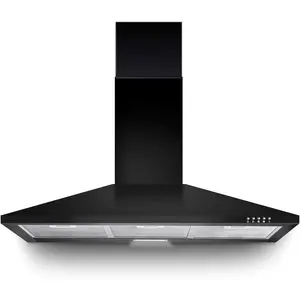Range Hood 36 inch,Black Vent Hood with 450CFM & 3-Speed, Ducted/Ductless Convertible,Mesh Filters & Push Button Control for Stove Hood,Chimney-style Black Range Hood Wall Mount Durable Ventilation Kitchen Appliances