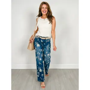 MICA Denim High Rise Wide Leg Embellished Jeans