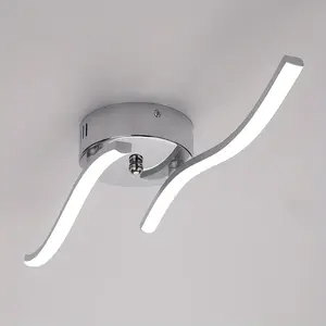 LED ceiling light with modern curved ceiling design, featuring two built-in LED light strips. Adjustable three-color lighting via wall switch or remote control. Ideal for living rooms, bedrooms, kitchens, hallways, and offices.