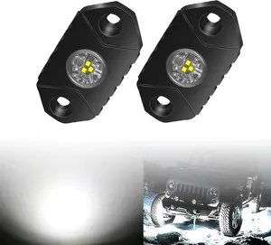 4WDKING LED Rock Lights, 2 Pods IP68 Waterproof Underbody Glow Trail Rig Lamp LED Neon Lights for Truck  Off Road Truck Car Boat ATV SUV Motorcycle