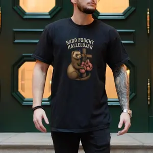 Hard fought shirt, hallelujah tshirt, hallelujah raccoon tee, funny tshirt, funny gift, Full Size Range, Perfect Fit for