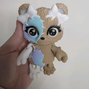 3D Printed  Patch Bear with Bows and Rainbow Patches Adorable Design