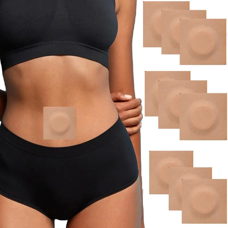 50pcs Disposable Castor Oil Pack Wrap Belly Button(Oil Not Included), Castor Oil Patches Self-Adhesive CastorOil Wrap Organic Cotton Easy to Use,Skin-Color Traditional Water Proof