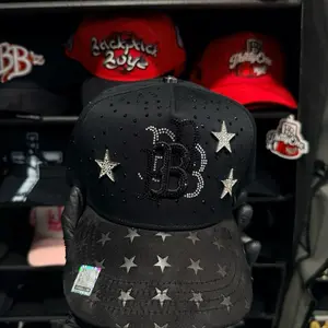 Bigg Boss Star Hat with Rhinestones and Stars Black Color Adjustable Fit Perfect for Fans Bigg Boss Brand