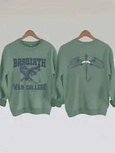 Fourth Wing 4 Legs Dragon Sweatshirt, Basgiath College 2-Sided Graphic Sweatshirt, Booktok Crewneck, Vintage Fourth Wing Shirt, Fitted Long Sleeve