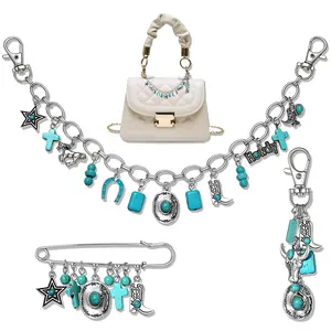 3pcs Bag Charms Turquoise Strawberry Purse For Handbags Cute Keychain Western Chain Women Fashion Accessories (turquoise)