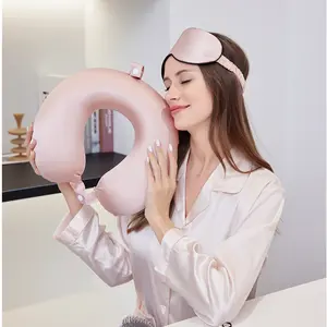 Silk Travel Neck Pillow - 22 Momme Mulberry Silk, Memory Foam, Soft