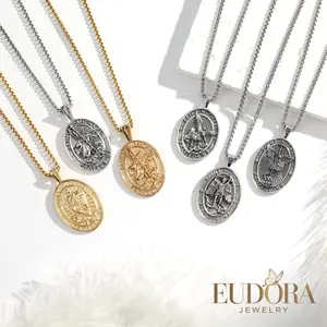 925 Sterling Silver Saint Michael Pendant Collection, St.Michael Necklace, Vintage Saints Medal, Spiritual Jewelry for Military and Firefighter