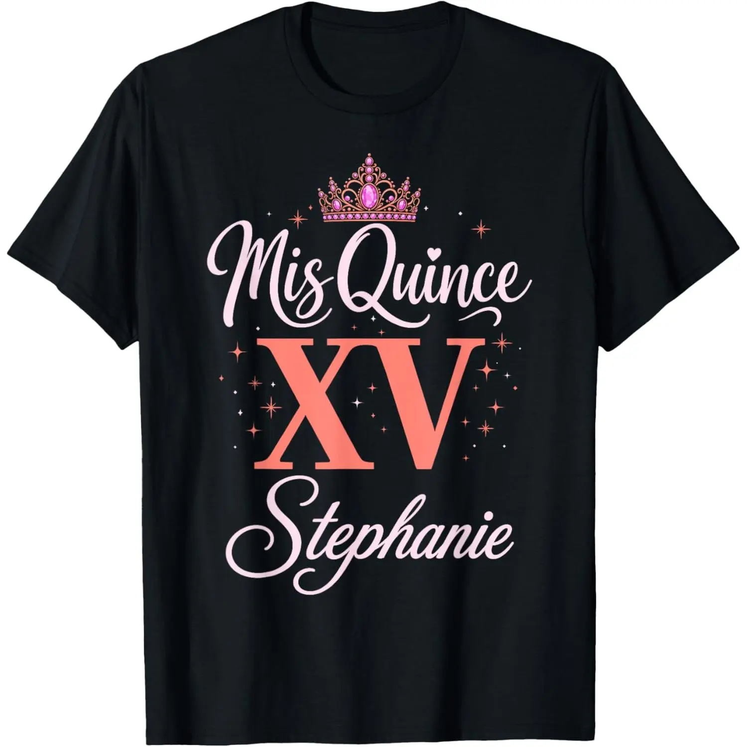 Women's Mis Quince Graphic T-Shirt, Casual 100% Cotton Short Sleeve Round Neck Top for a Quinceanera Birthday Party