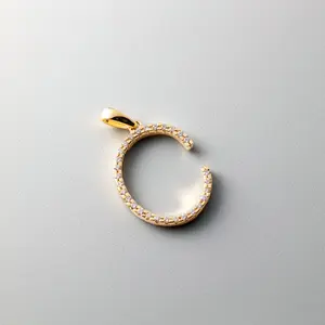 14K Gold Diamond Letter C Initial Pendant - Model PM5222C-010-YA